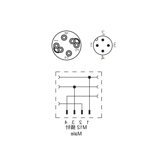 M12 4 Pin、Straight male、Push-in terminal、Y type splitter、64FX21